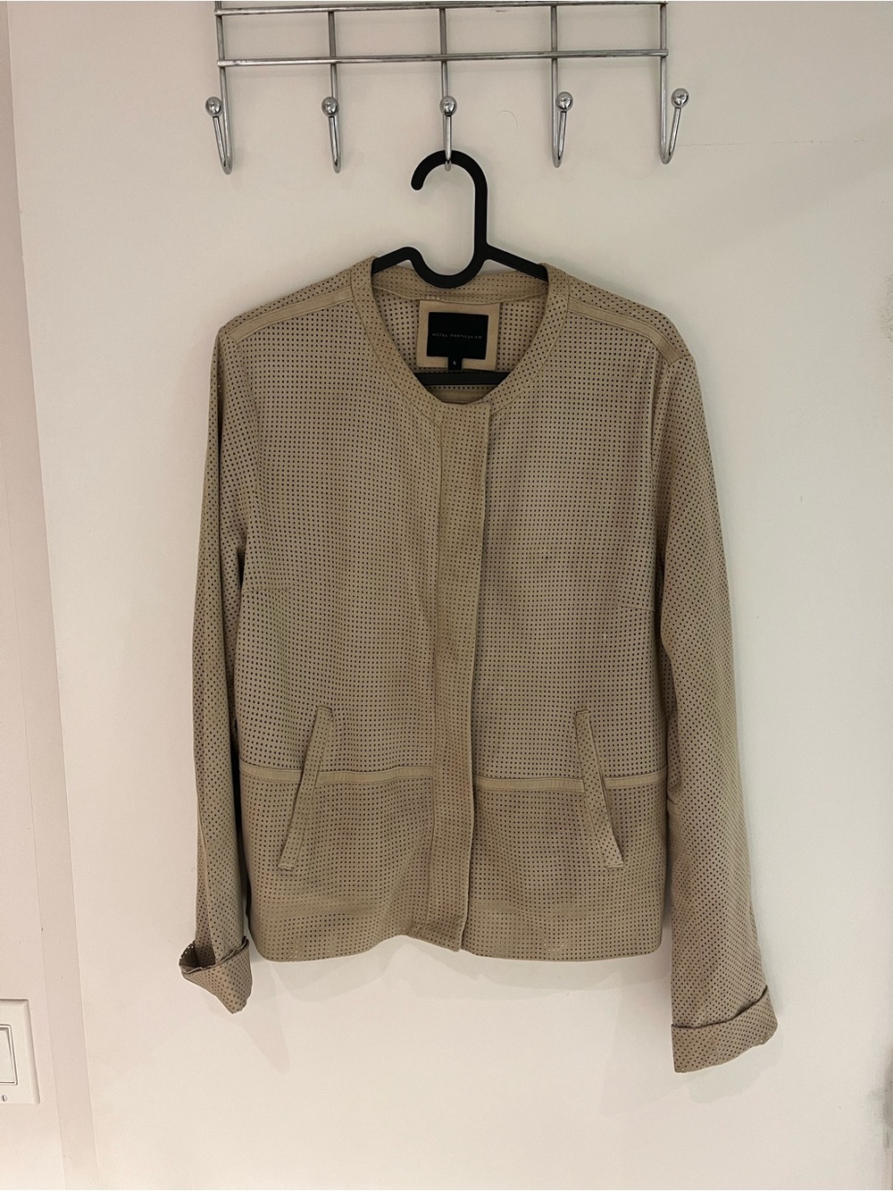 Hotel Particulier Perforated Suede Biker Jacket Size L